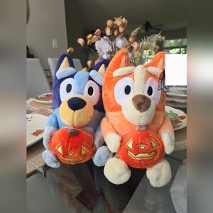 Bluey and Bingo Halloween Plush Toy Set - Blue and Orange